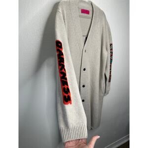 The Elder Statesman Tan Intarsia Long Line Cashmere Cardigan L